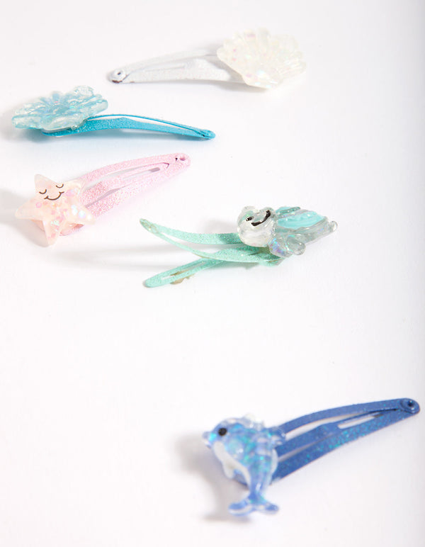Kids Colourful Sea Creatures Hair Clip 6 Pack