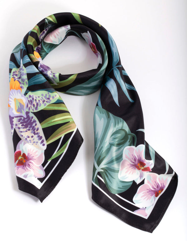 Dark Florals Fabric Bandana Hair Scarf