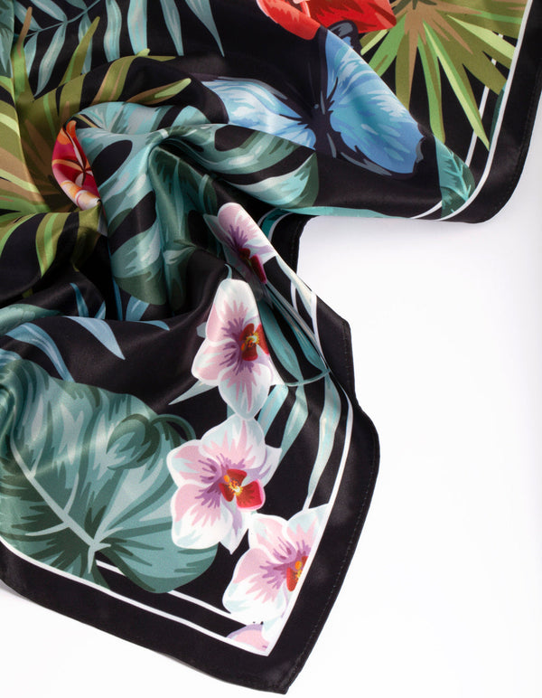 Dark Florals Fabric Bandana Hair Scarf