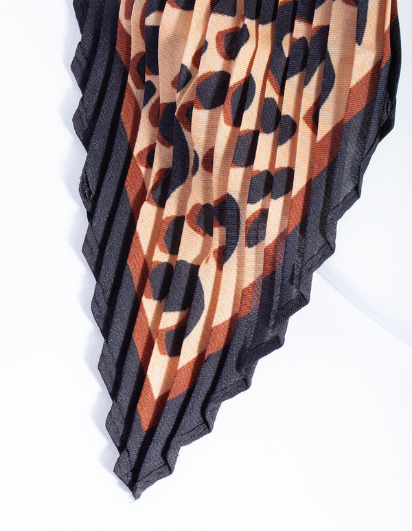 Pleated Fabric Leopard Print Bandana Hair Scarf