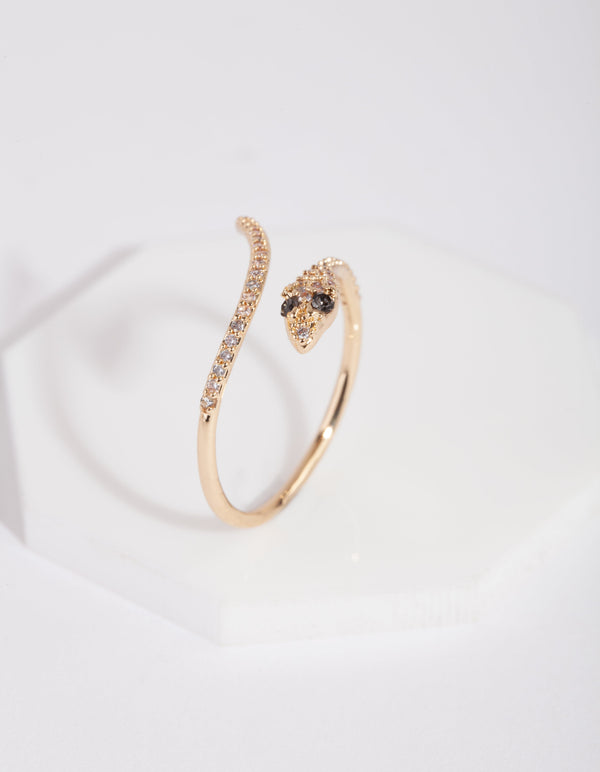 Gold Cubic Zirconia Wrap Snake Ring