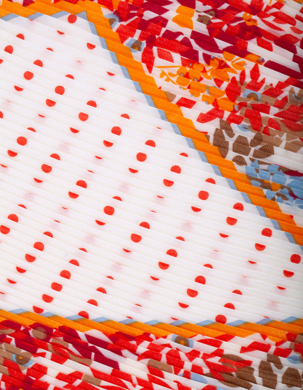 Red Pleated Fabric Bandana Hair Scarf