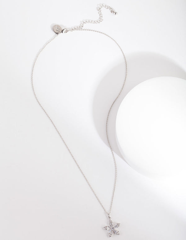Cubic Zirconia Flower Trapezoid Necklace