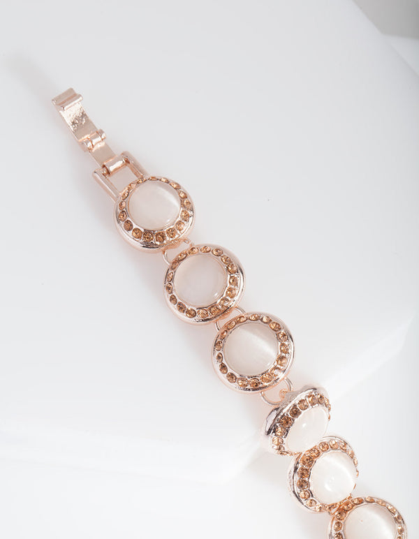 Rose Gold Catseye Halo Diamante Bracelet