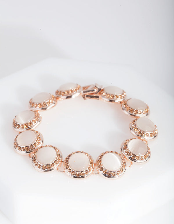 Rose Gold Catseye Halo Diamante Bracelet