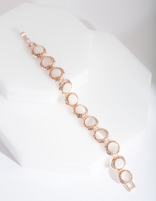Rose Gold Catseye Halo Diamante Bracelet