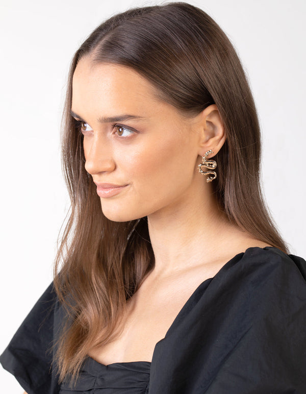 Mini Gold Spiked Dragon Earrings