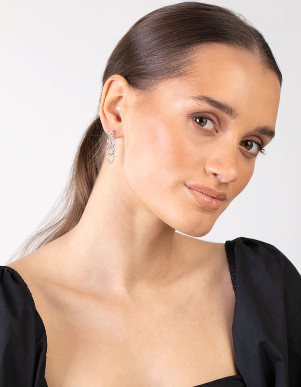 Mini Silver Gradual Loop Cup Chain Earrings
