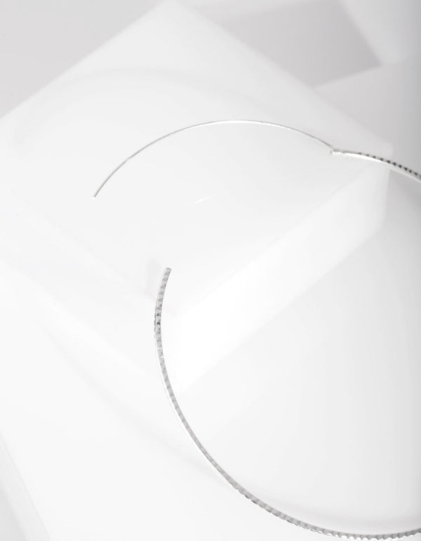 Sterling Silver 60mm Diacut Hoop Earrings