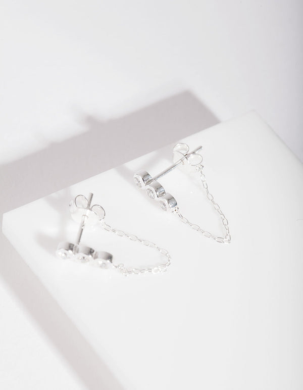 Sterling Silver Diamante Chain Earrings
