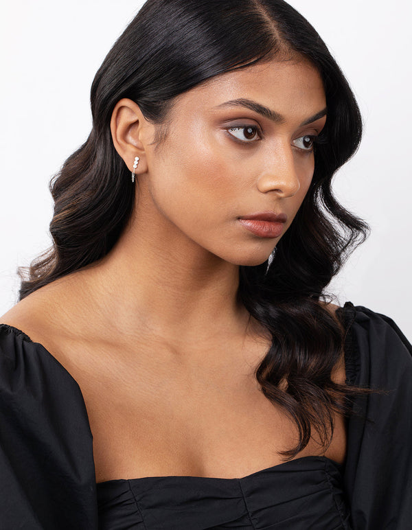 Sterling Silver Diamante Chain Earrings