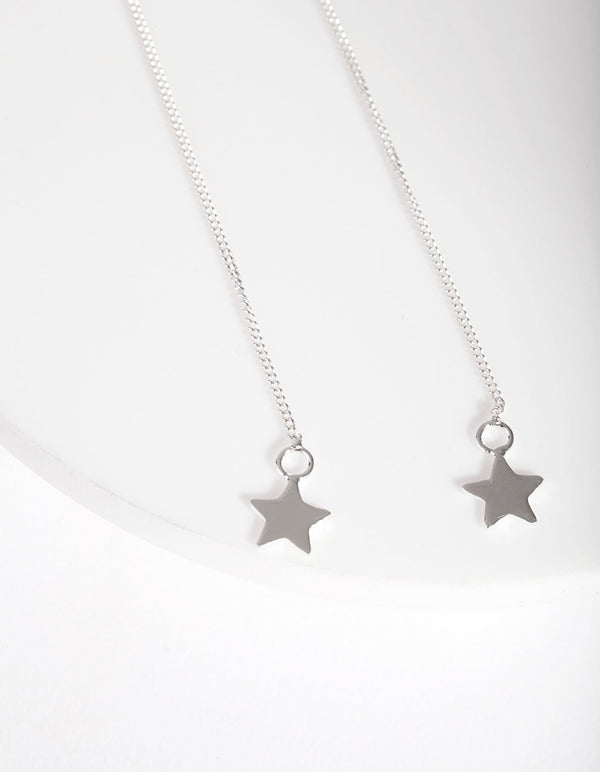 Sterling Silver Star Thread Through Earrings