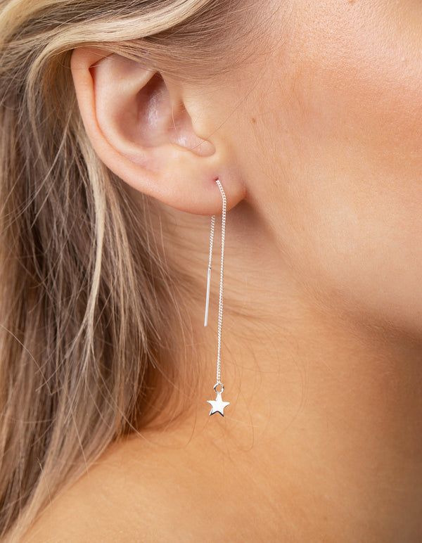 Sterling Silver Star Thread Through Earrings