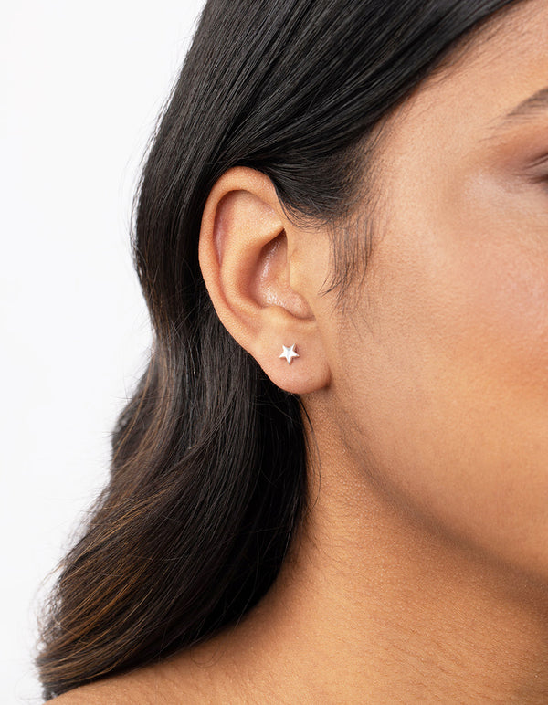 Sterling Silver Celestial Mismatch Stud Earrings