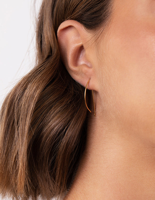 Gold Plated Sterling Silver Half Circle Thread Through Earrings