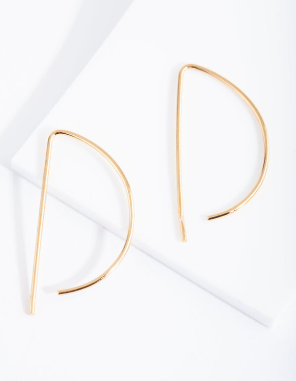 Gold Plated Sterling Silver Half Circle Thread Through Earrings