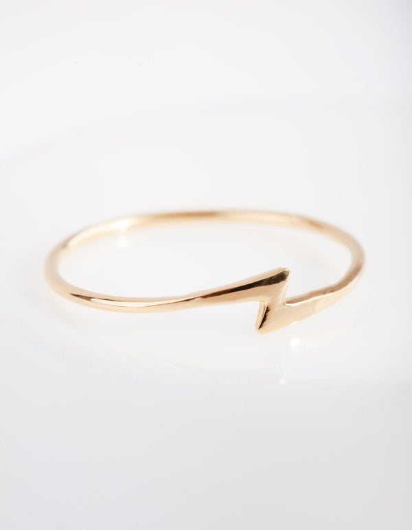 Gold Plated Sterling Silver Lightening Bolt Ring