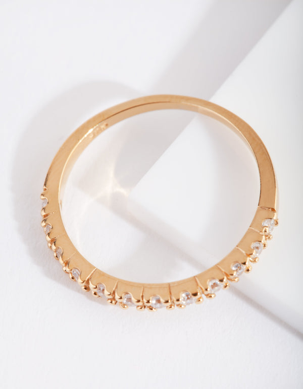 Gold Plated Sterling Silver Pave Diamante Ring