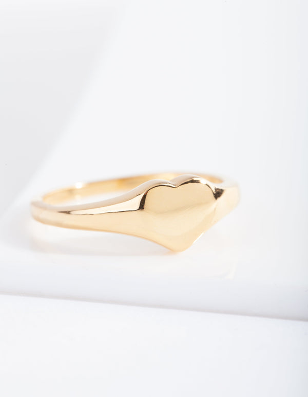 Gold Plated Sterling Silver Heart Signet Ring