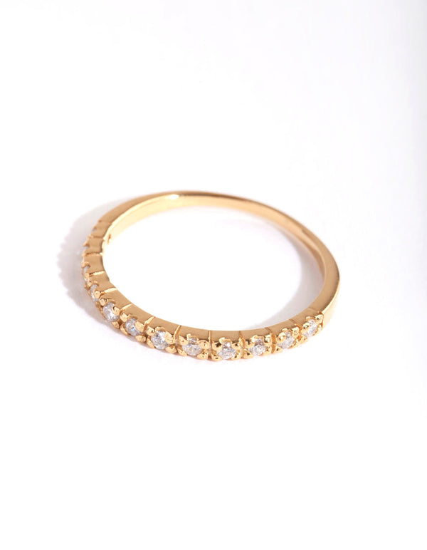 Gold Plated Sterling Silver Pave Diamante Ring