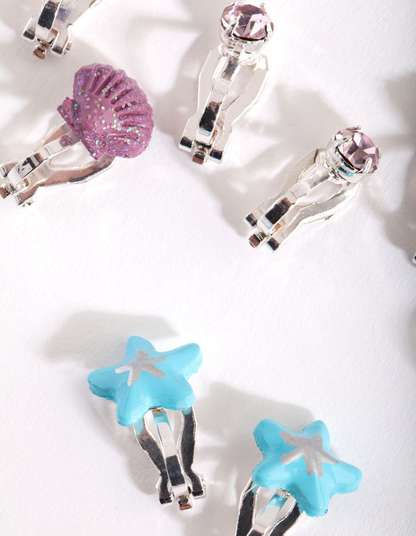 Kids Multicoloured Mermaid Clip On Earring 5 Pack