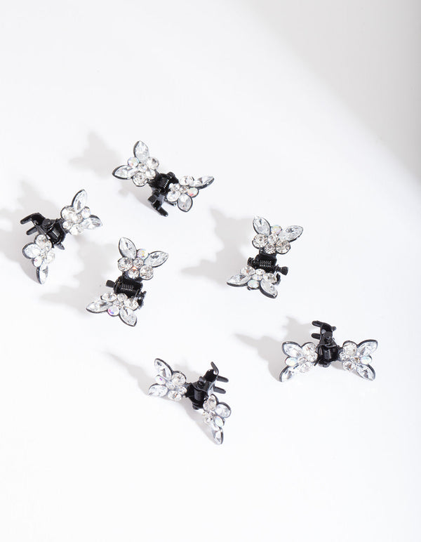 Mixed Diamante Butterfly Mini Claws