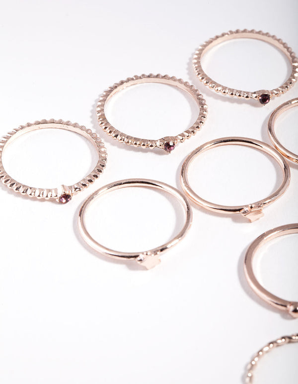 Rose Gold Purple Gem Ring Pack