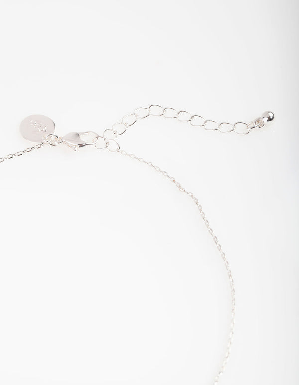 Silver Diamond Simulant Circular Stone Pendant Necklace