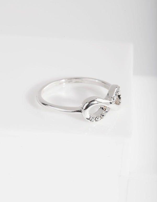 Silver Diamond Simulant Infinity Ring