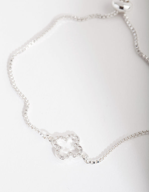 Cubic Zirconia Clover Toggle Bracelet