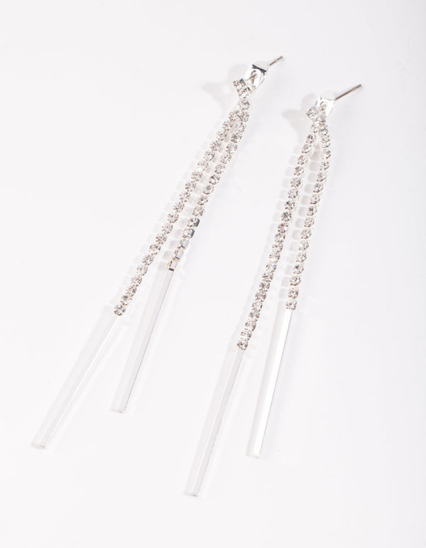 Srebrne kolczyki z łańcuszkiem i kryształkami