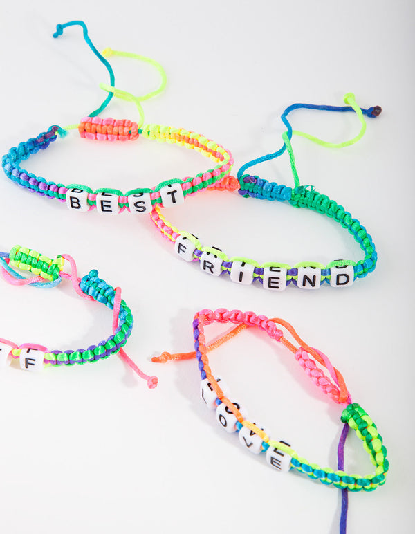 Kids Multi Coloured BFF Macrame Bracelet 4 Pack