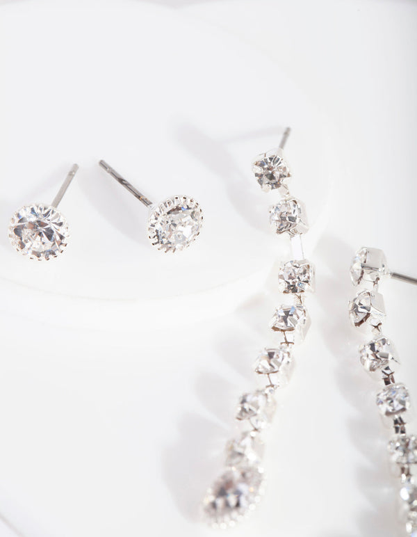 Diamante Cupchain Drop Earrings Set