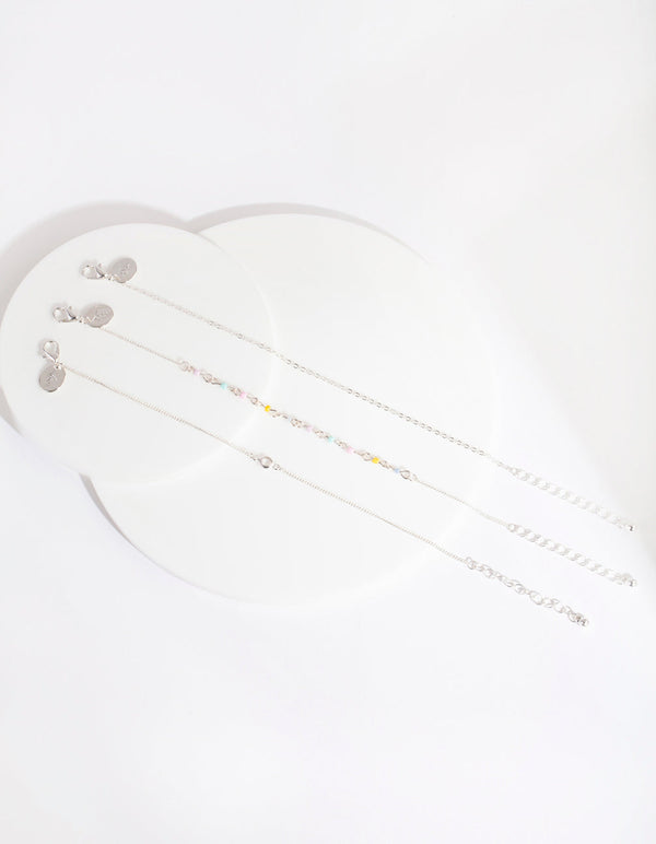 Silver Pastel Chain Bracelet 3 Pack