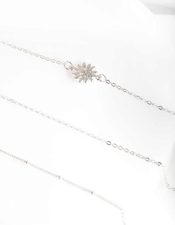 Silver Diamante Sun Bracelet 3 Pack