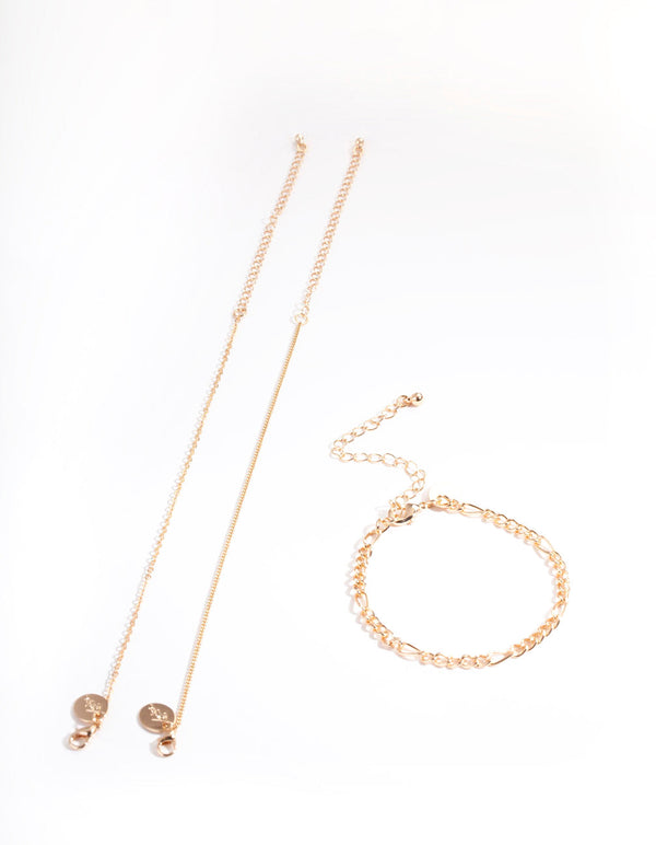 Gold Multi Chain Bracelet 3 Pack