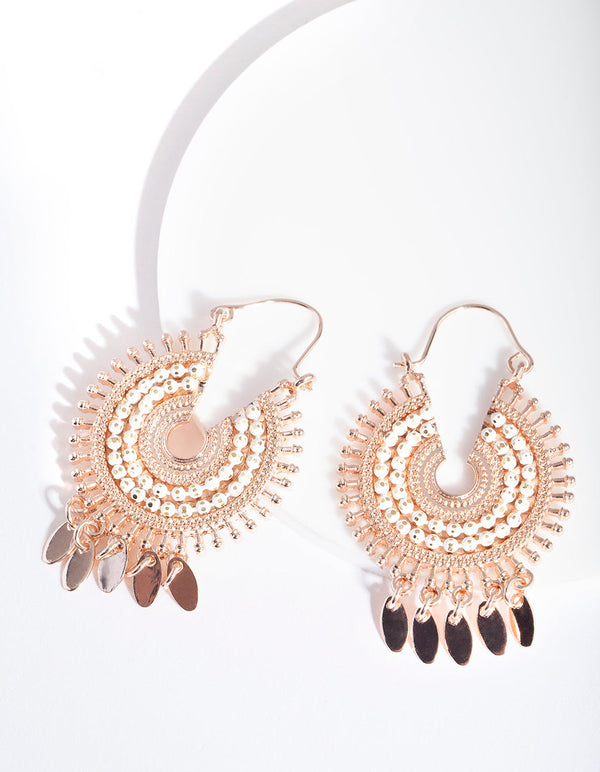 Rose Gold Bohemian Bead Earrings