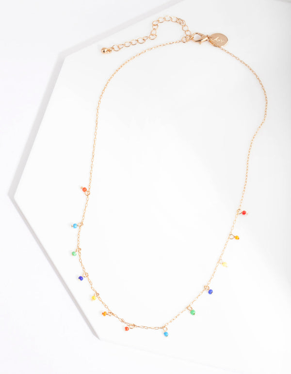 Gold Multicoloured Bead Necklace