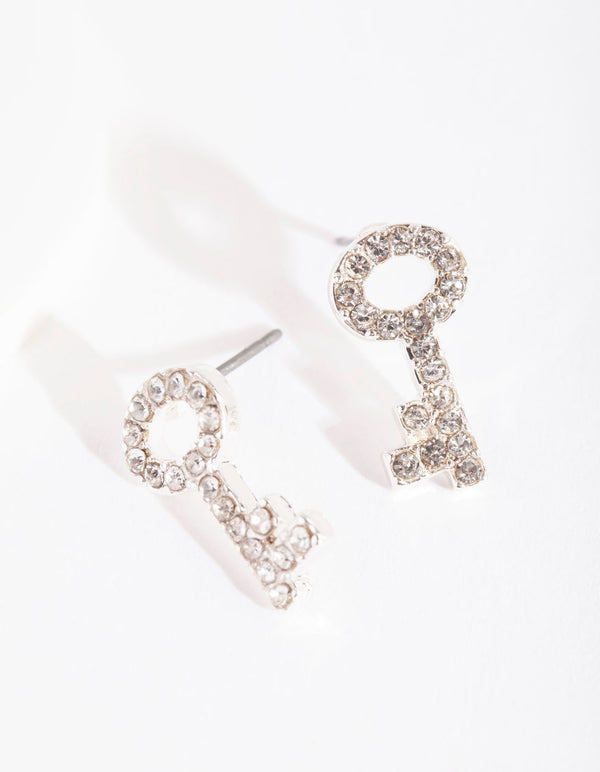 Diamante Key Stud Earrings
