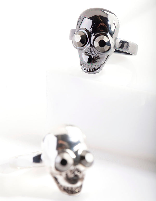 Mix Metal Glam Skull 2 Ring Pack