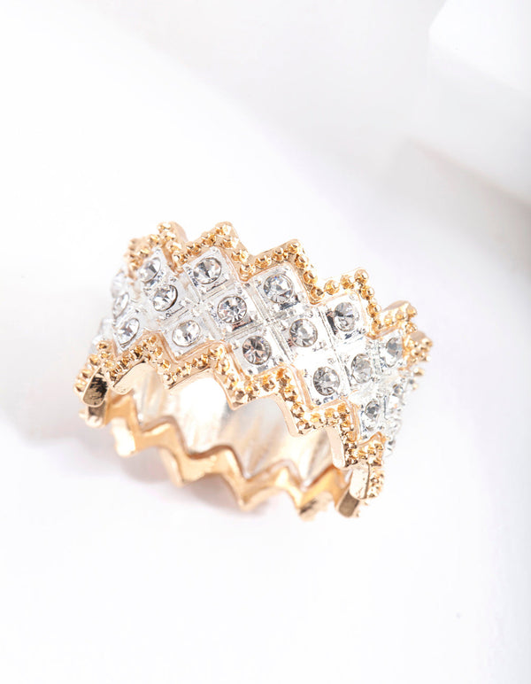 Mixed Metal Zig Zag Ring