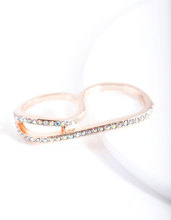 Rose Gold Diamante Finger Wrap Ring