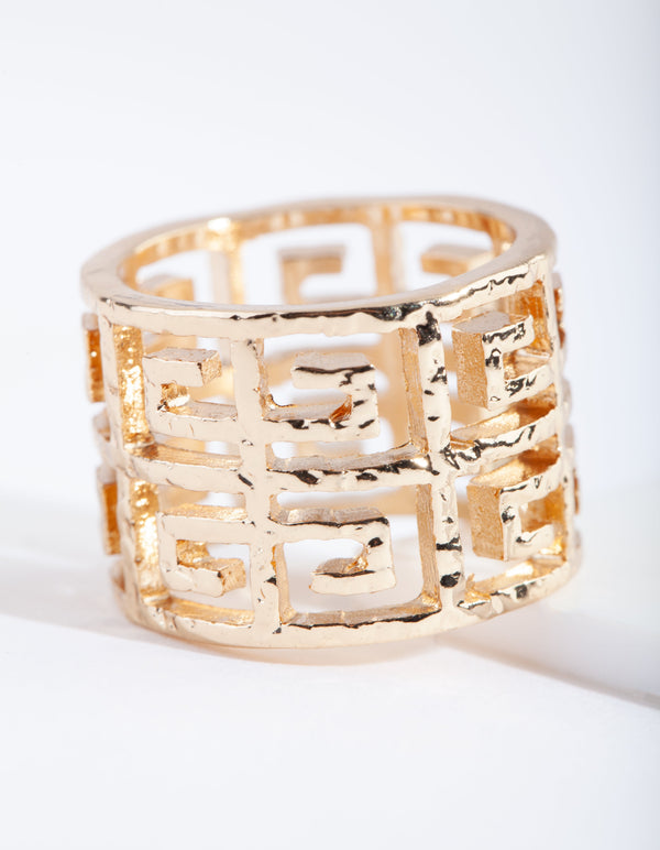 Gold Textured Ancient Ring