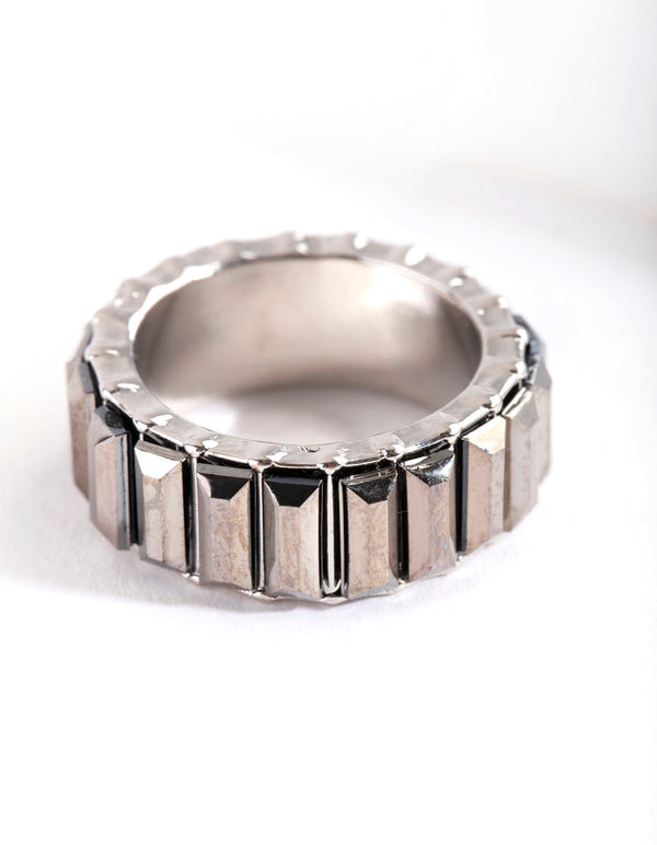 Rhodium Baguette Band Ring