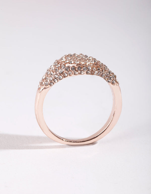 Rose Gold Pave Diamante Signet Ring