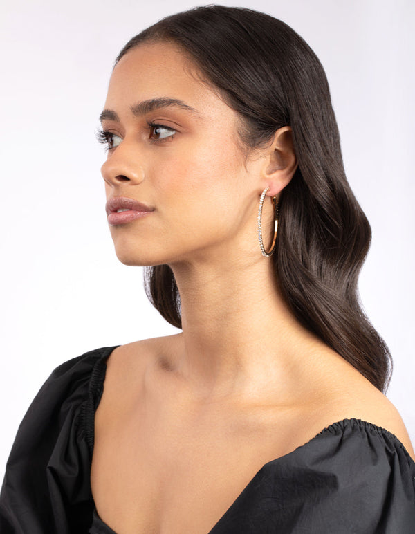 Mixed Size Gold Diamante Hoop 3 Pack
