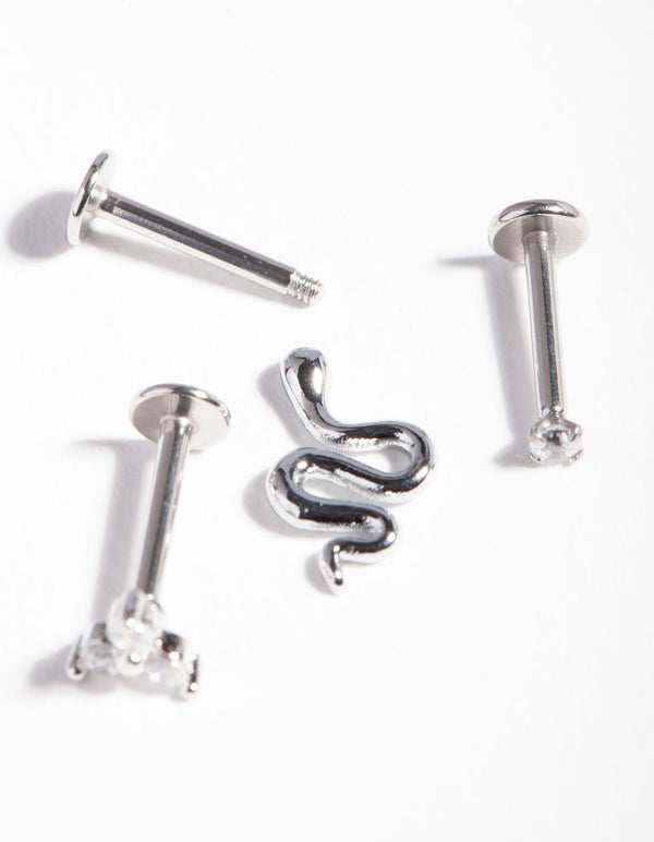 Rhodium Surgical Steel Snake Cartilage Pack