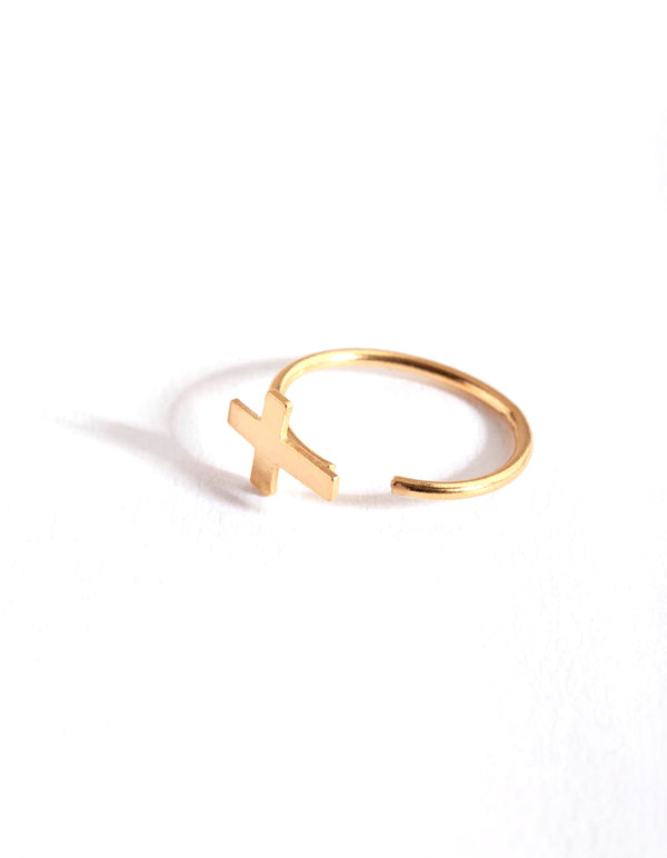 Gold Plated Large Cross Nose Ring