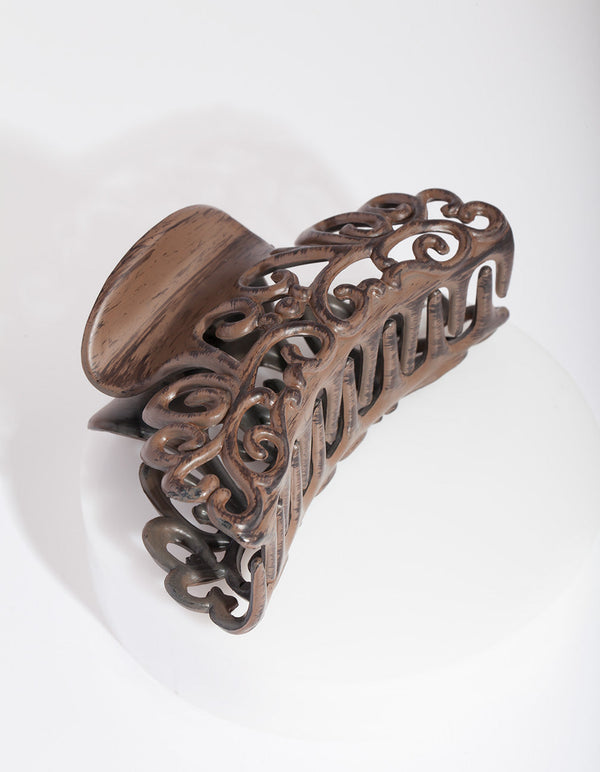 Brązowa spinka do włosów Swirl Claw