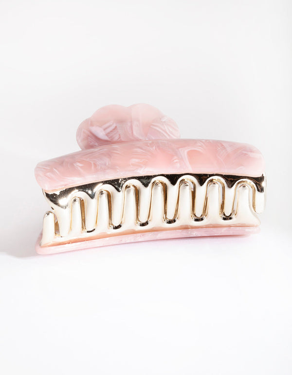 Akrylowe, marmurkowe, różowe spinki do włosów